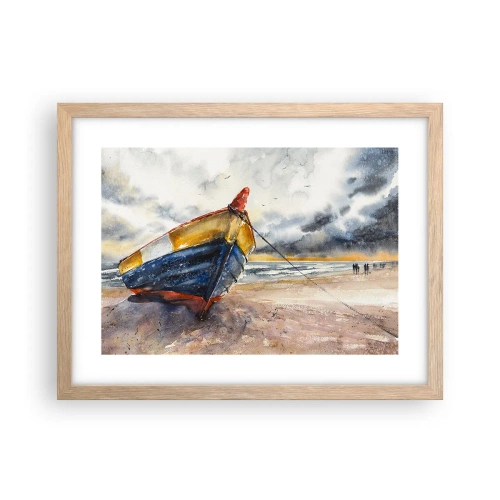 Plagát v ráme zo svetlého duba - Odpočinok na brehu - 40x30 cm