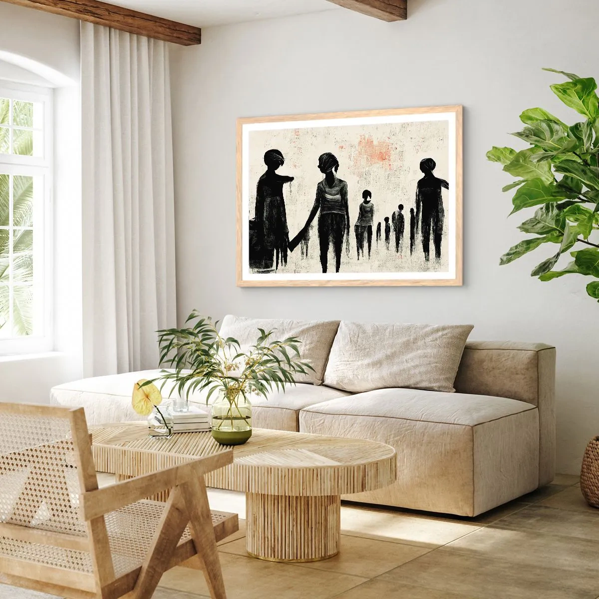 Plagát v ráme zo svetlého duba - Proti samote - 100x70 cm