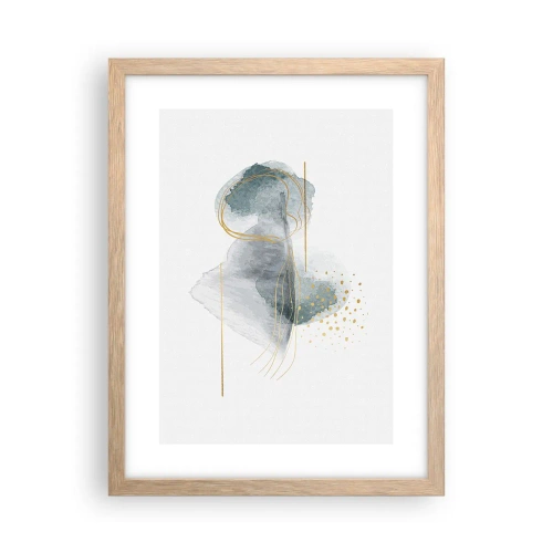 Plagát v ráme zo svetlého duba - O vzťahu medzi šedou a zlatou - 30x40 cm