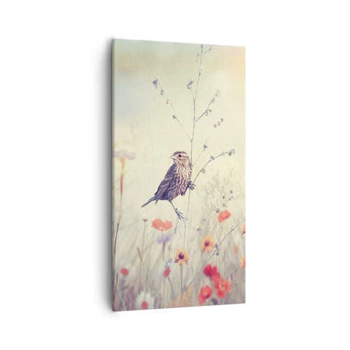 Obraz na plátne - Portrét vtáka s lúkou v pozadí - 55x100 cm