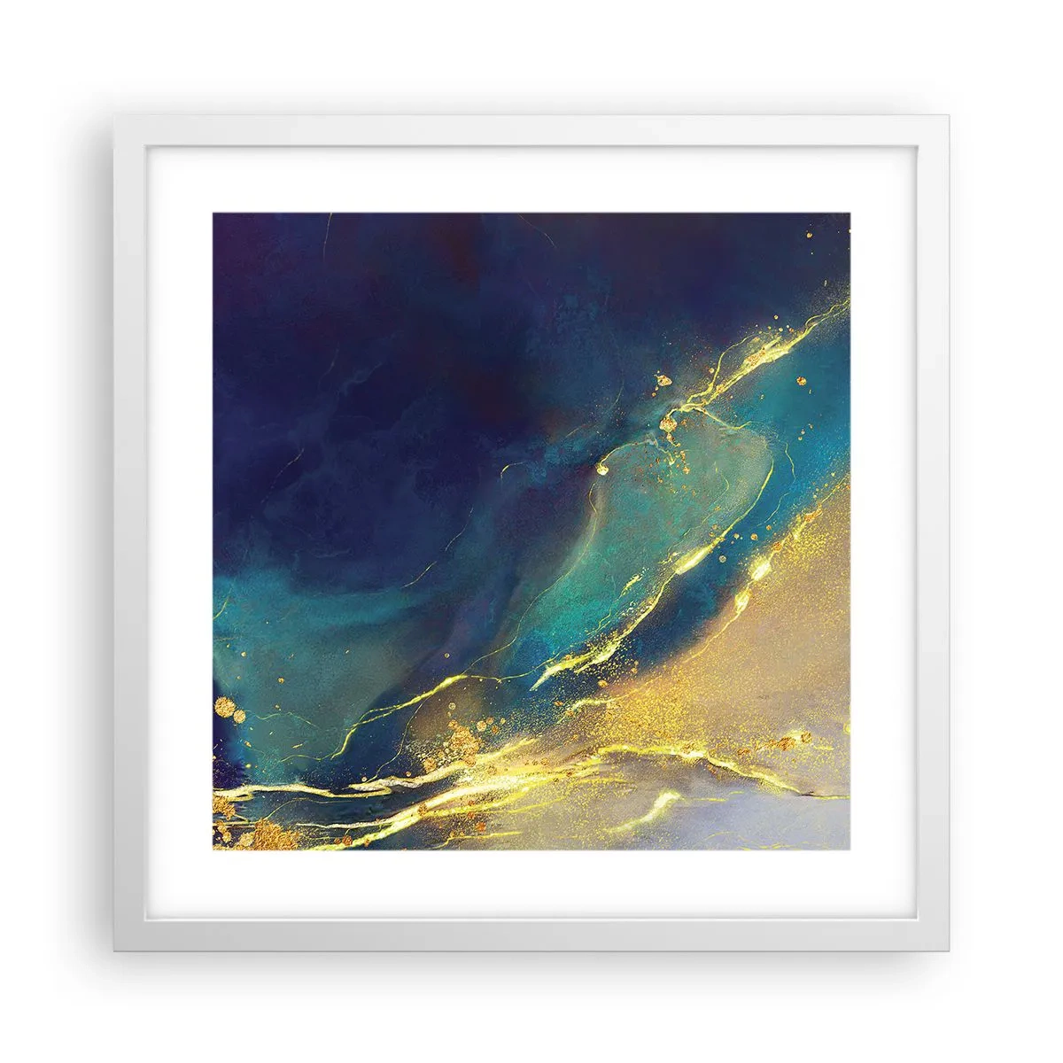 Plagát v bielom ráme - Zlatý močiar - 40x40 cm