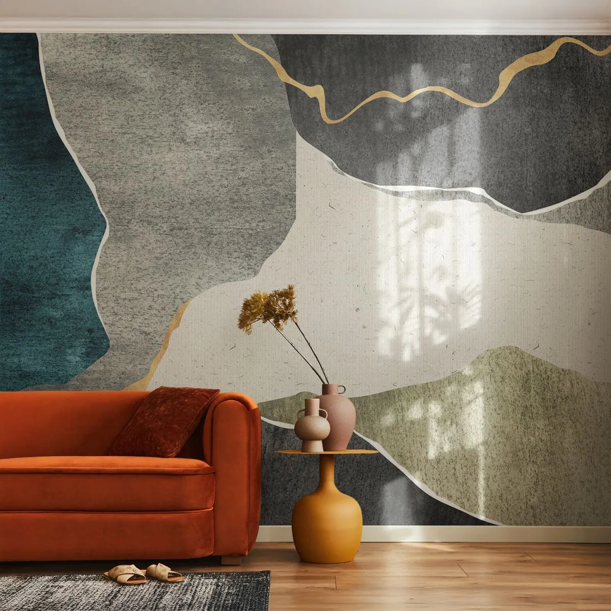 Fototapeta Standard Eco - Mozaiková kompozícia so zlatou niťou - Abstrakcionizmus, Art Deco, Kus - 150x105 cm