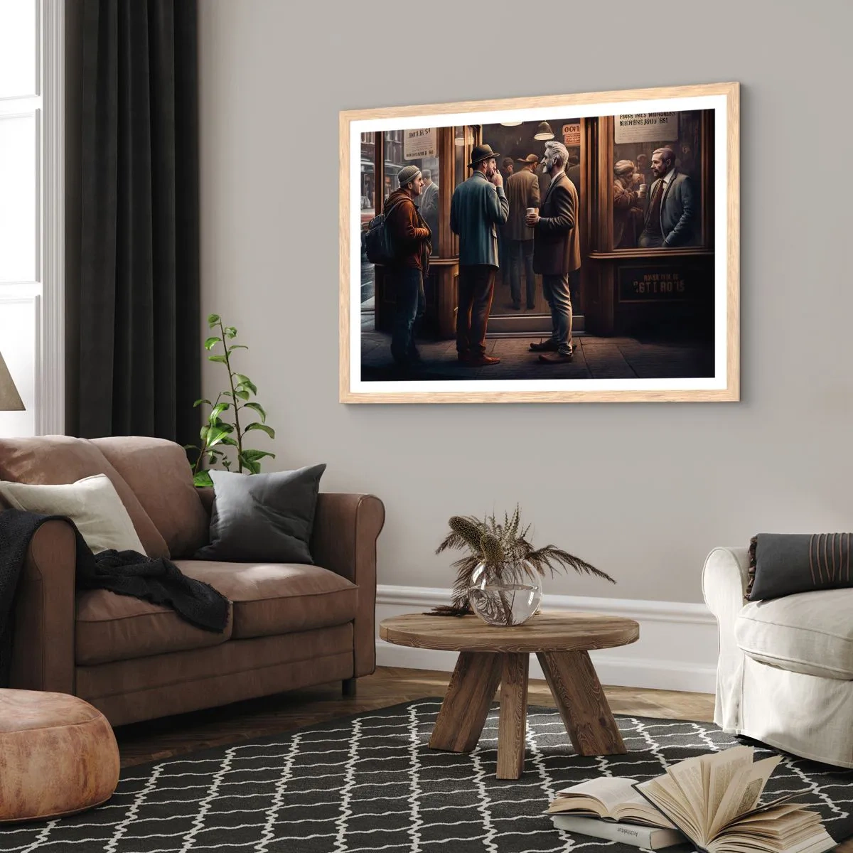 Plagát v ráme zo svetlého duba - Dobrá chvíľa dňa - 91x61 cm