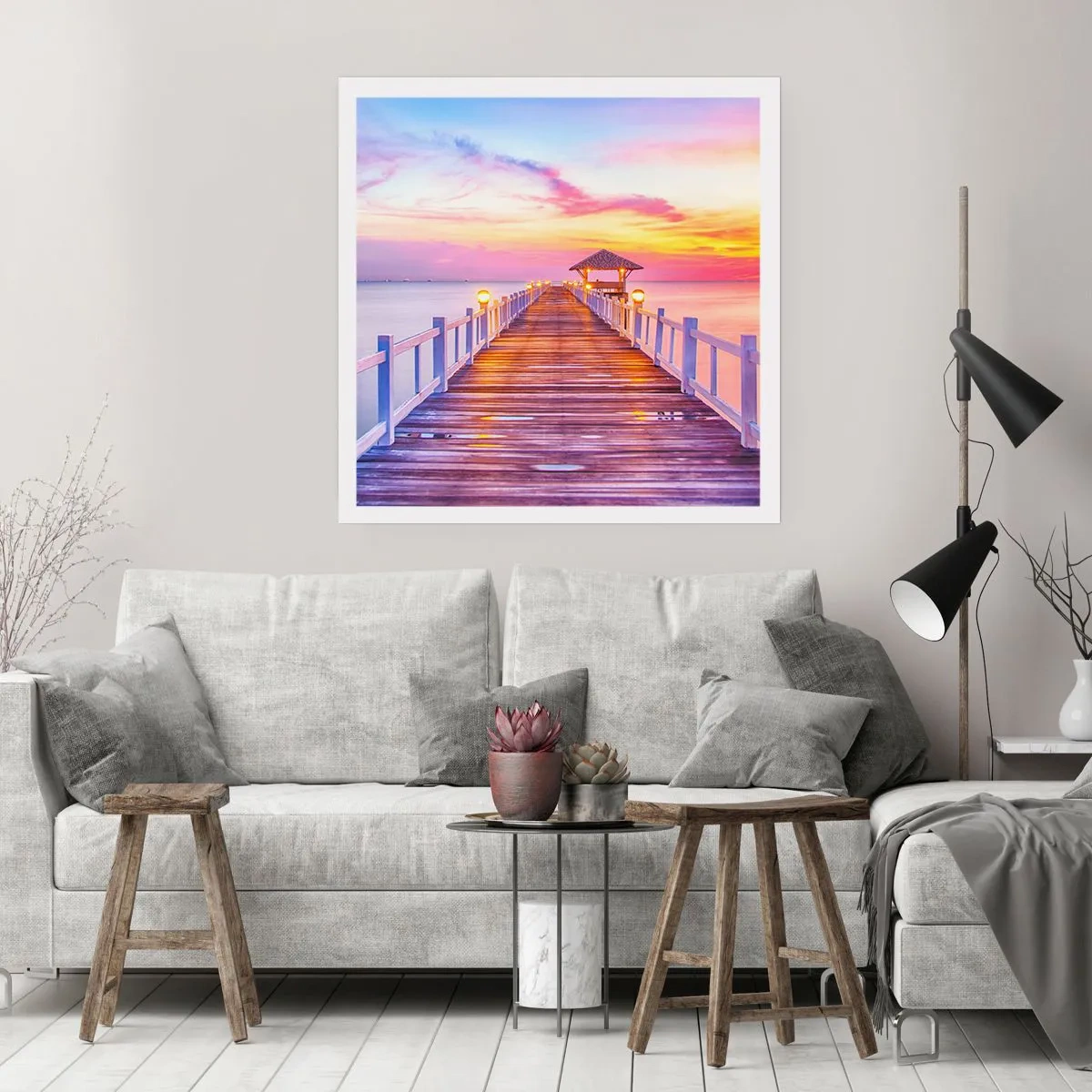 Plagát - Ľaliovo-zlaté ticho večera - 60x60 cm