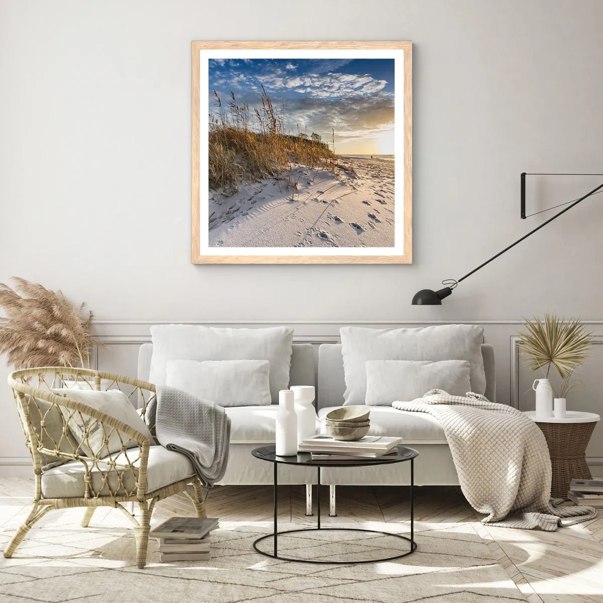 Plagát v ráme zo svetlého duba - Pozvánka na prechádzku - 30x30 cm