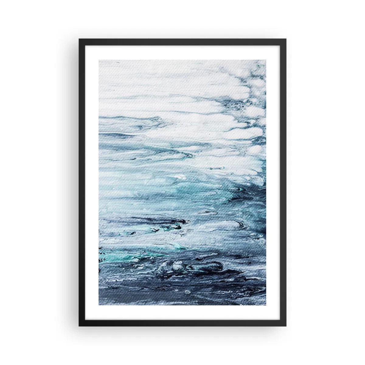 Plagát v čiernom ráme - Abstraktný vzor v odtieňoch modrej a sivej - 50x70cm - Modré cencúle - Moderná nástenná dekorácia do obývacej izby a spálne ARTTOR