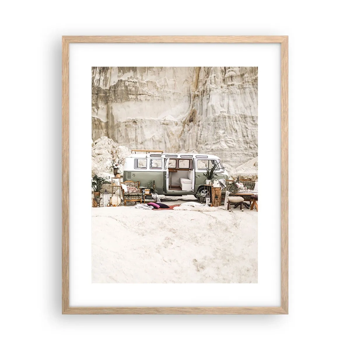 Plagát v ráme zo svetlého duba - Cesta práve začína - 40x50 cm