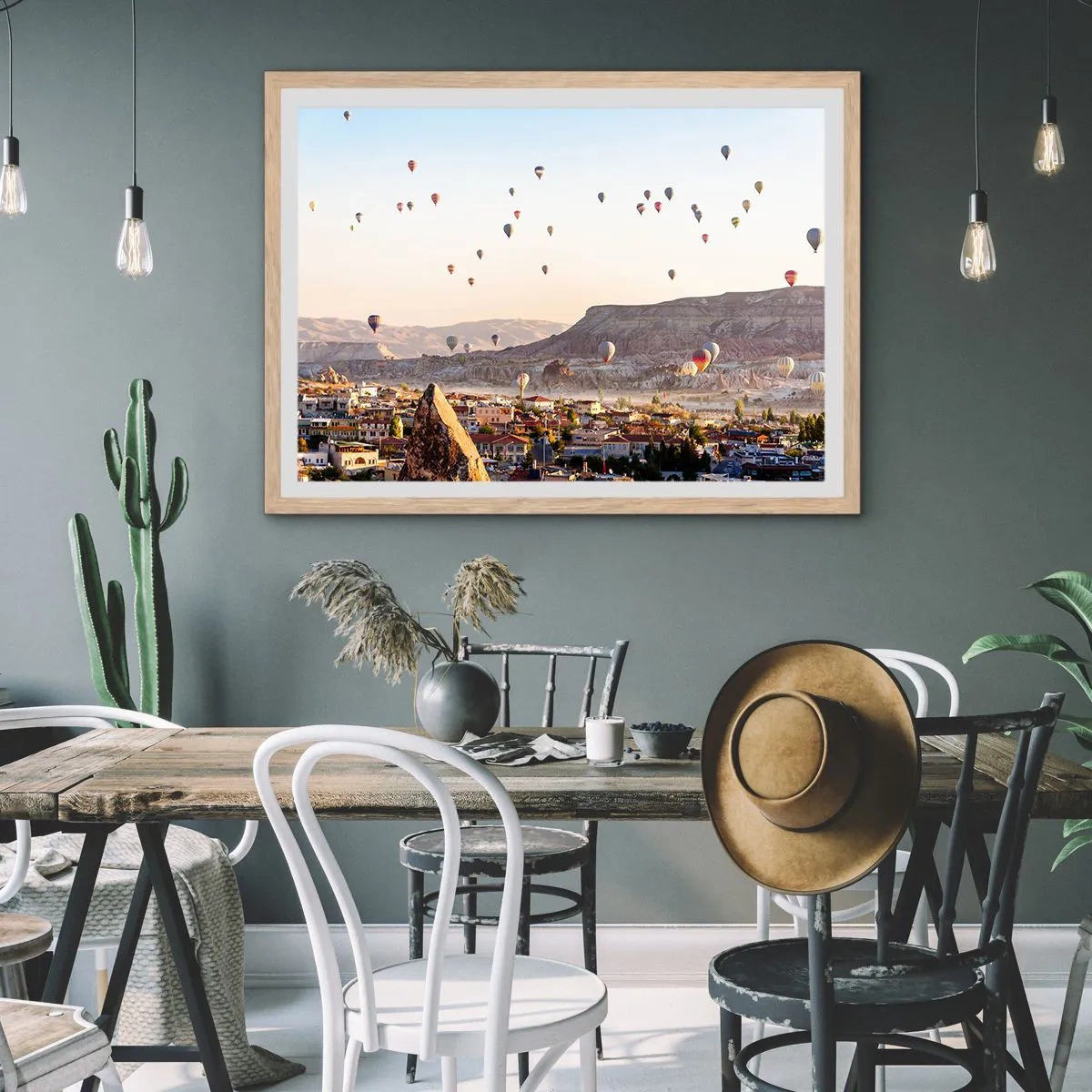 Plagát v ráme zo svetlého duba - Ako lode na oblohe - 100x70 cm