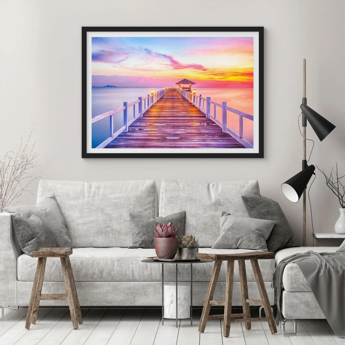 Plagát v čiernom ráme - Ľaliovo-zlaté ticho večera - 70x50 cm