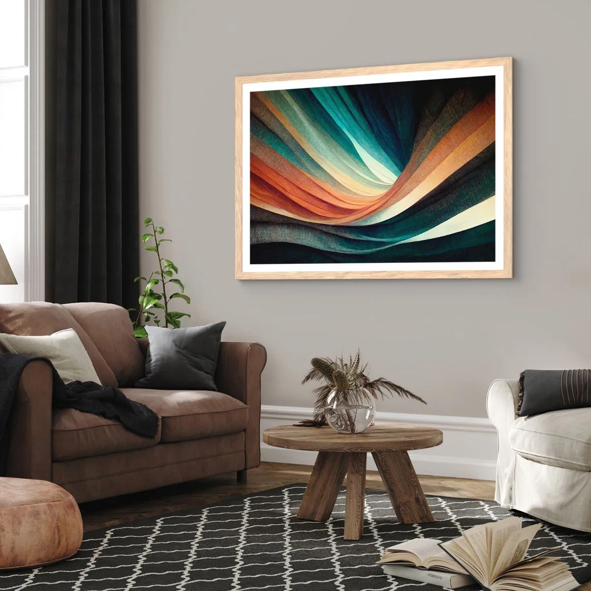 Plagát v ráme zo svetlého duba - Utkané z farieb - 91x61 cm