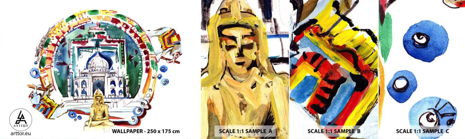 Vzorka Fototapeta Standard Eco - Indická rovnováha sveta - Budha, India, budhizmus - 100x30 cm