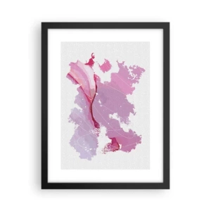 Plagát v čiernom ráme - Mapa ružového sveta - 30x40 cm