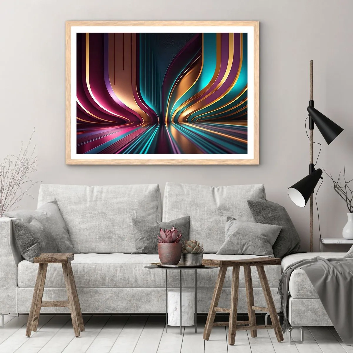 Plagát v ráme zo svetlého duba - Architektúra svetla - 91x61 cm