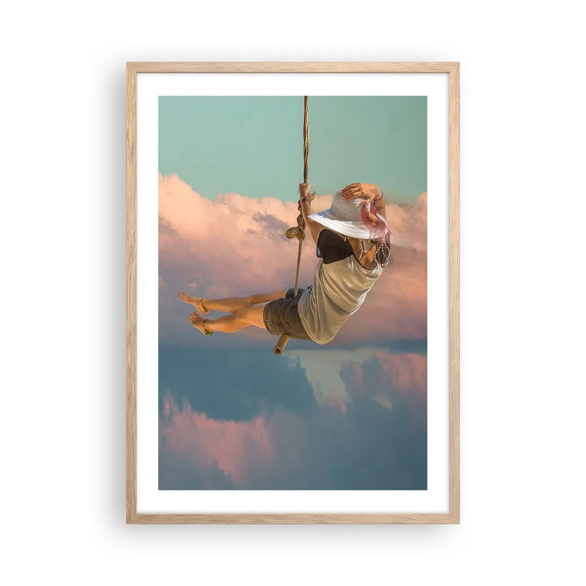 Plagát v ráme zo svetlého duba - Hra v oblakoch - 50x70 cm