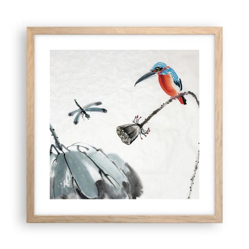 Plagát v ráme zo svetlého duba - Život lúky - 40x40 cm