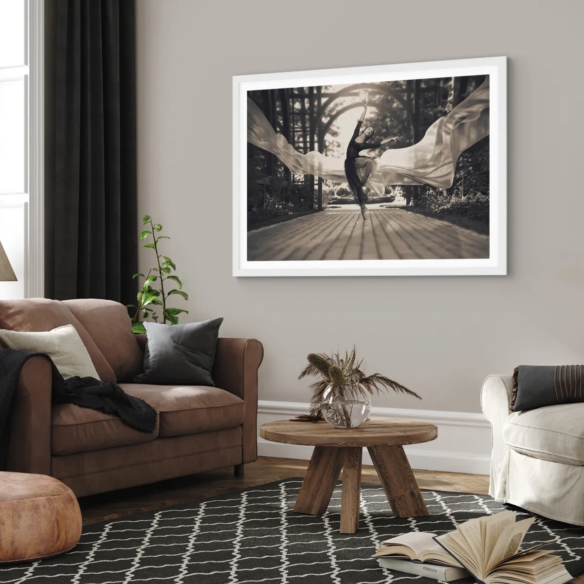 Plagát v bielom ráme - Tanec ducha záhrady - 70x50 cm