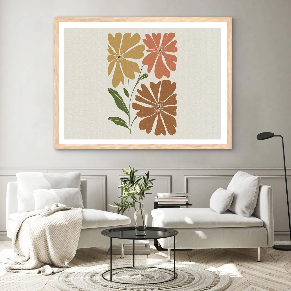 Plagát v ráme zo svetlého duba - Príroda a geometria - 100x70 cm