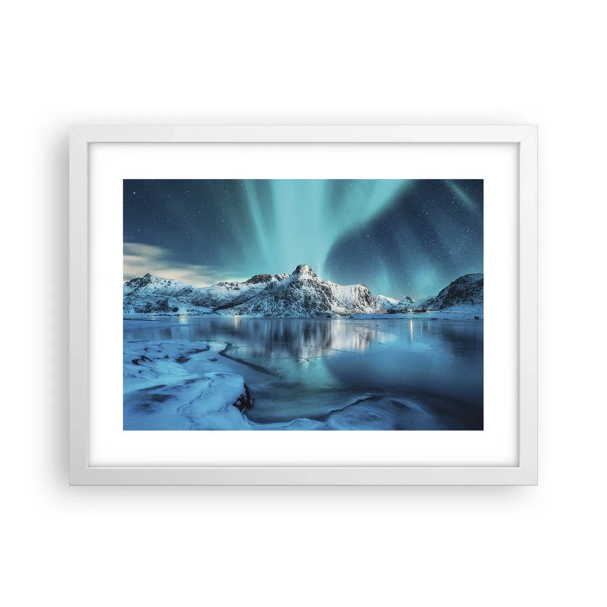 Plagát v bielom ráme - Noc plná svetla - 40x30 cm