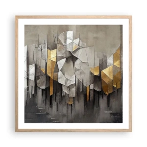 Plagát v ráme zo svetlého duba - Kompozícia z ľadu a svetla - 60x60 cm