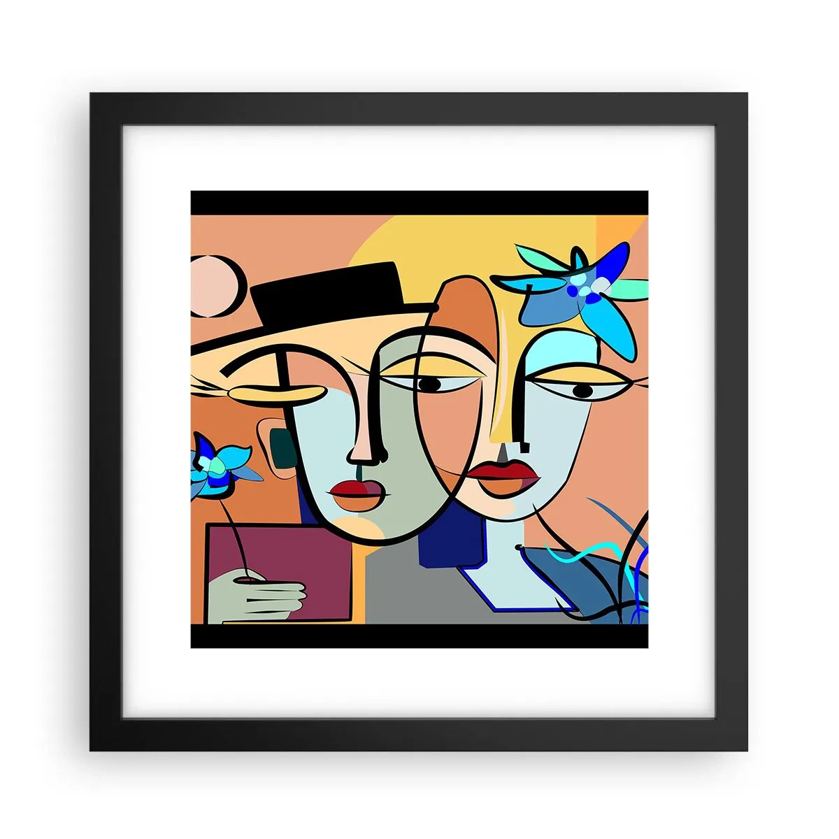 Plagát v čiernom ráme - Picassovo randez vous - 30x30 cm