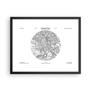 Plagát v čiernom ráme - Anatómia Krakova - 50x40 cm