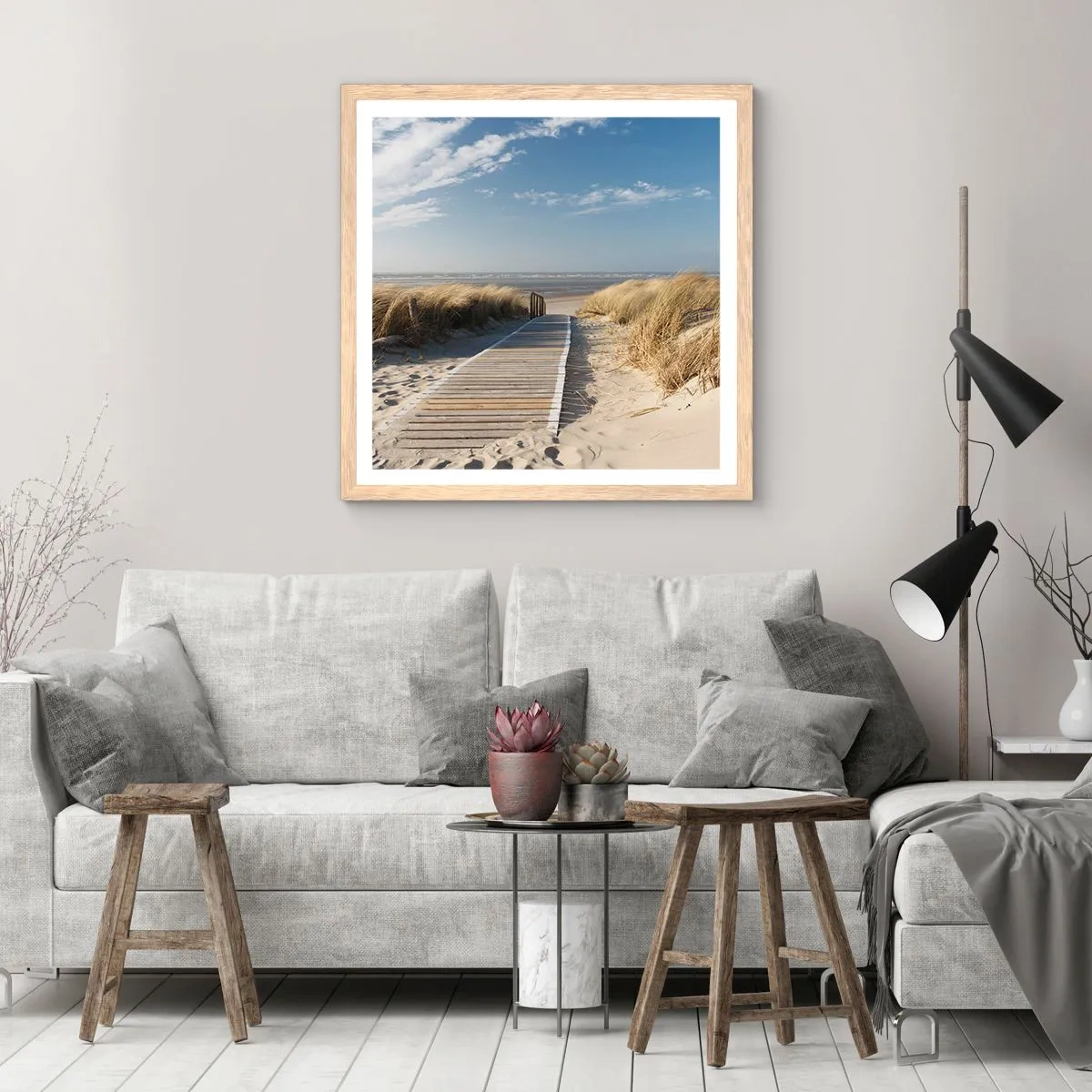 Plagát v ráme zo svetlého duba - Za dunou, v šumení trávy - 30x30 cm