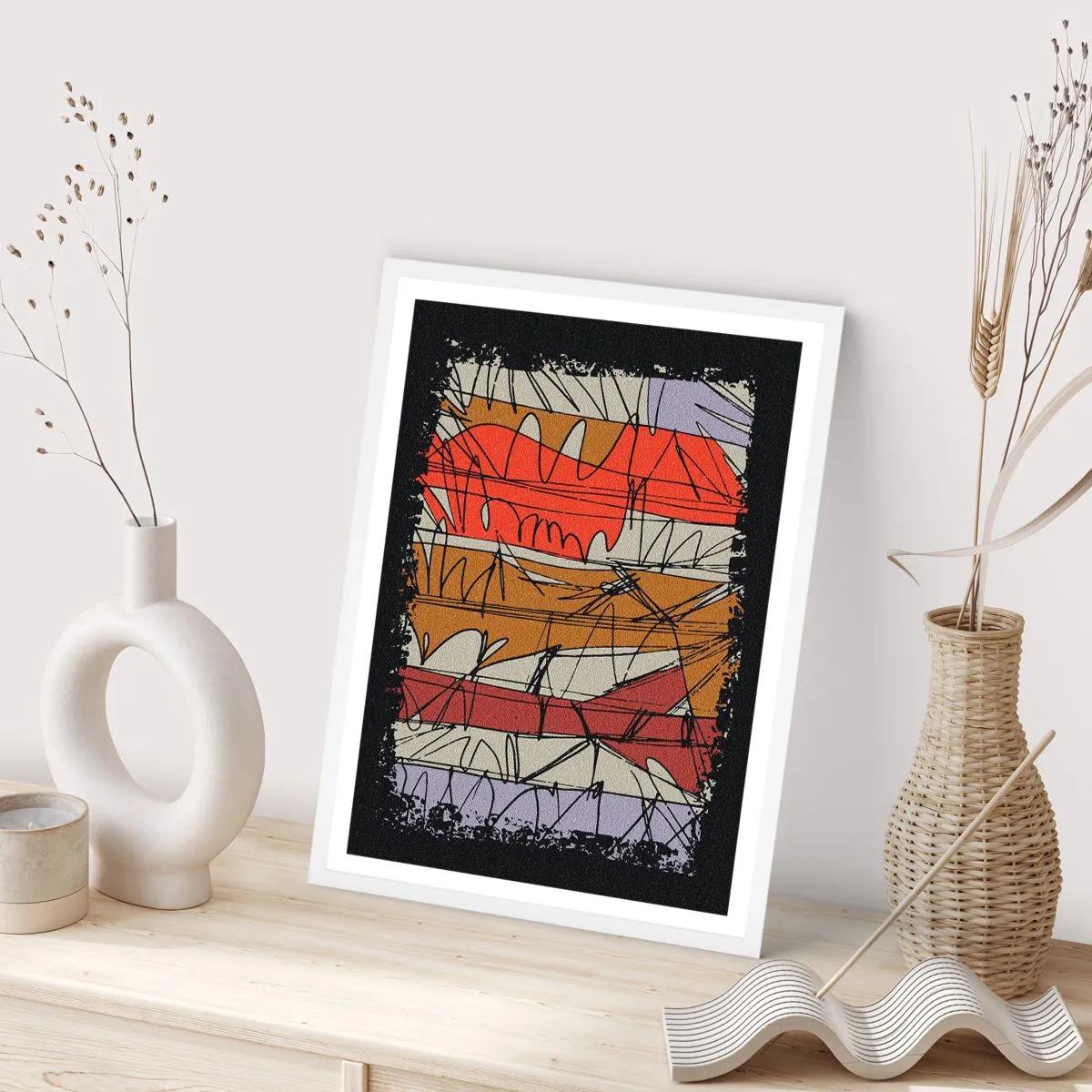 Plagát v bielom ráme - Spontánna kompozícia - 40x50 cm