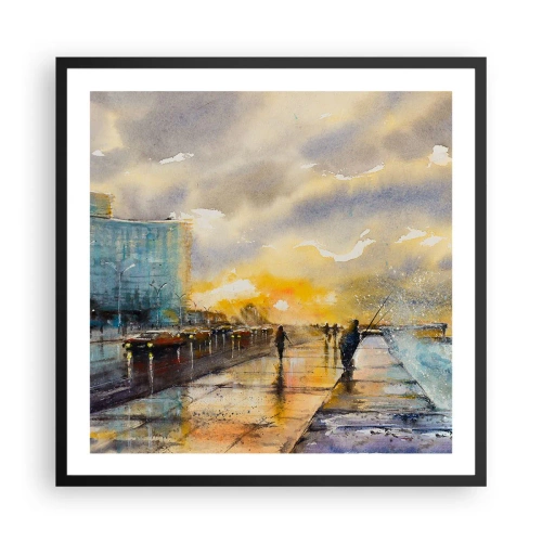 Plagát v čiernom ráme - Život na pobreží - 60x60 cm