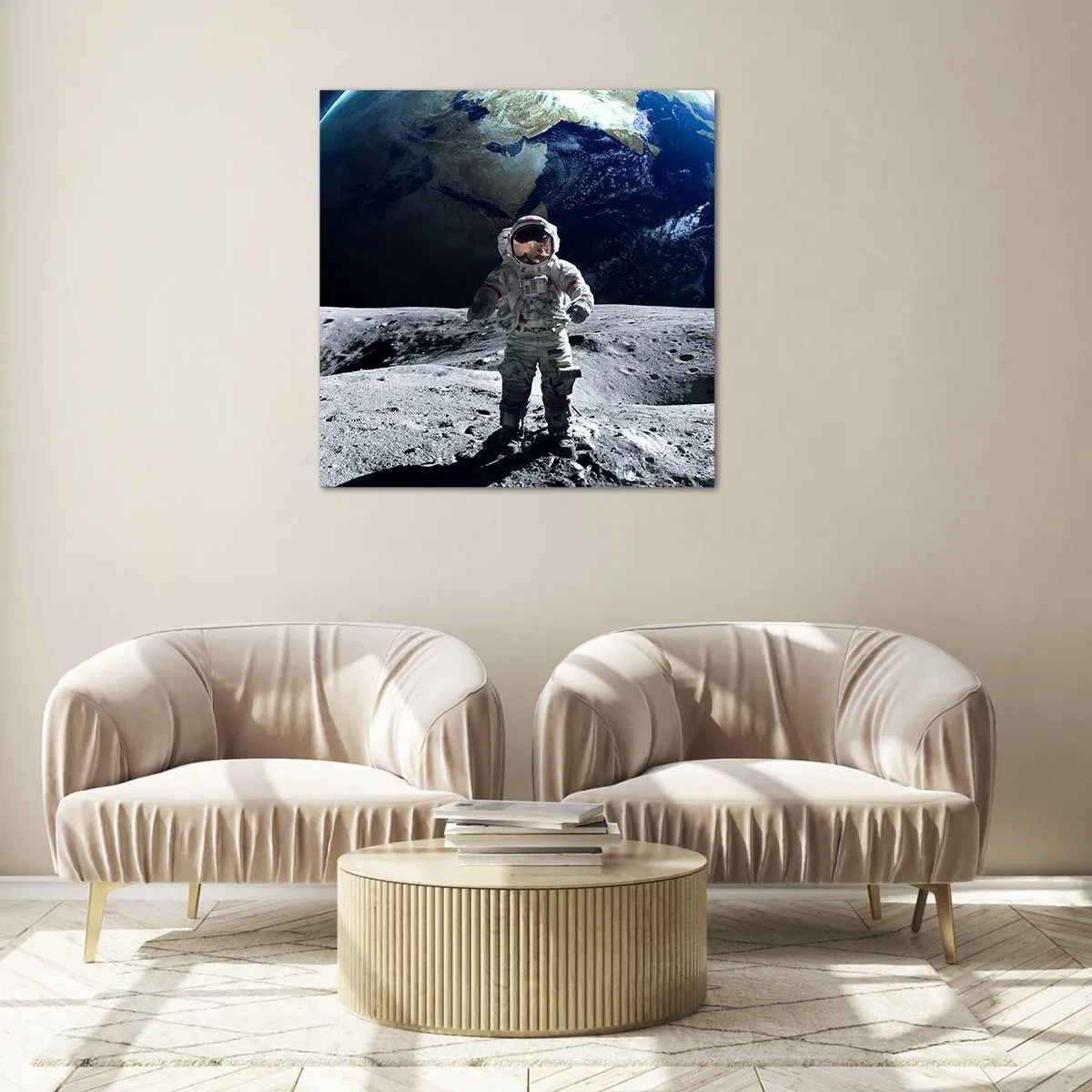 Obraz na skle - Pozdravy z Mesiaca - 70x70 cm
