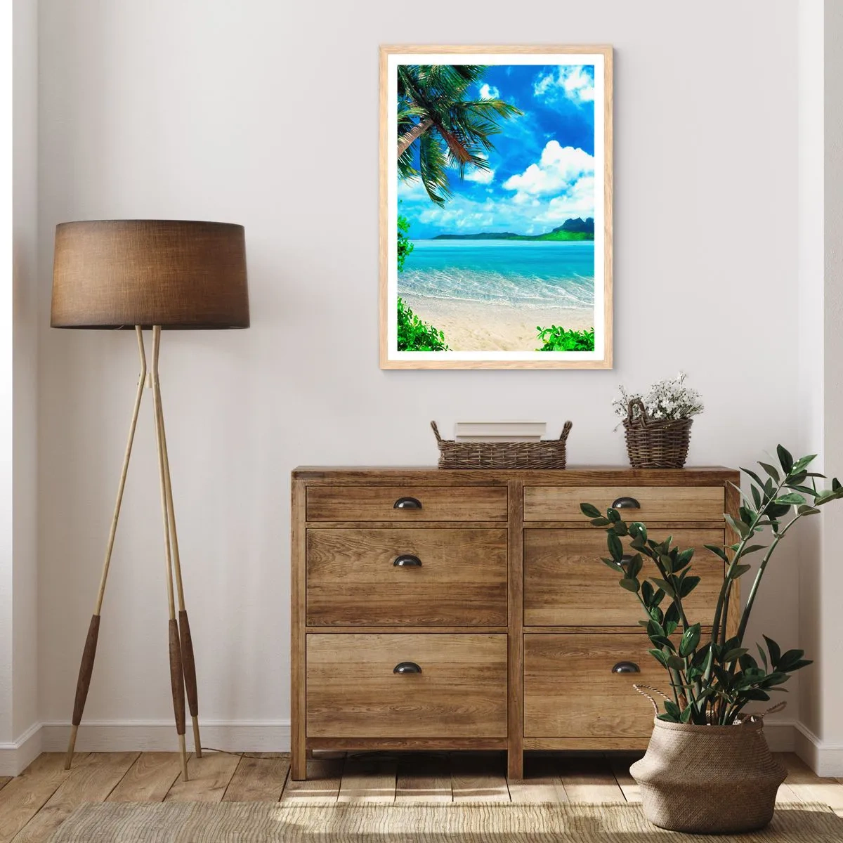Plagát v ráme zo svetlého duba - Lazúr trópov - 61x91 cm