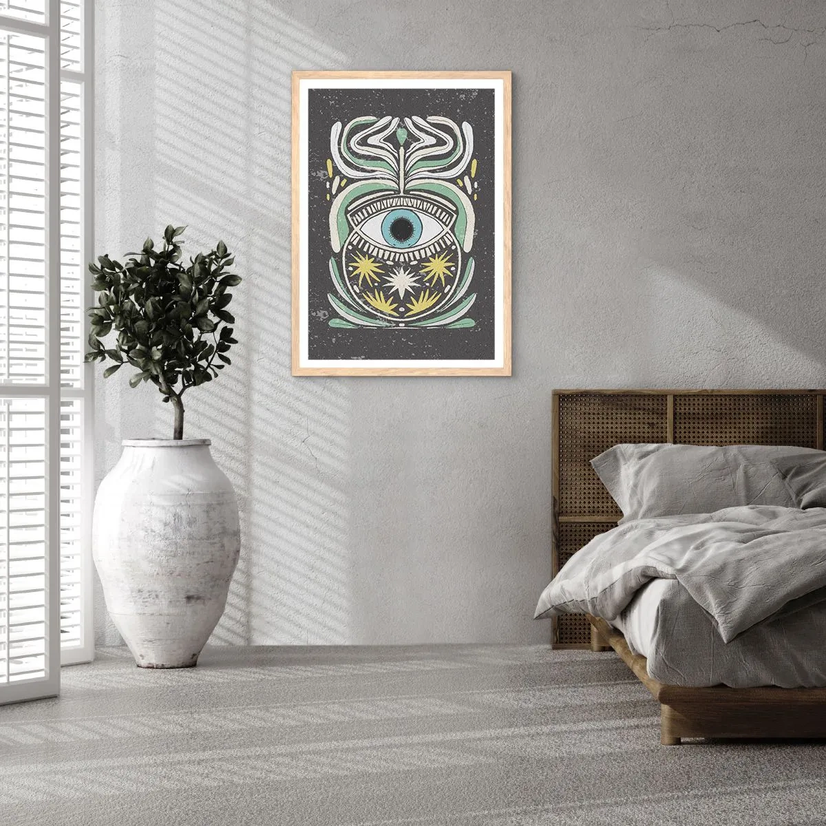 Plagát v ráme zo svetlého duba - Kmeňové rituály - 50x70 cm