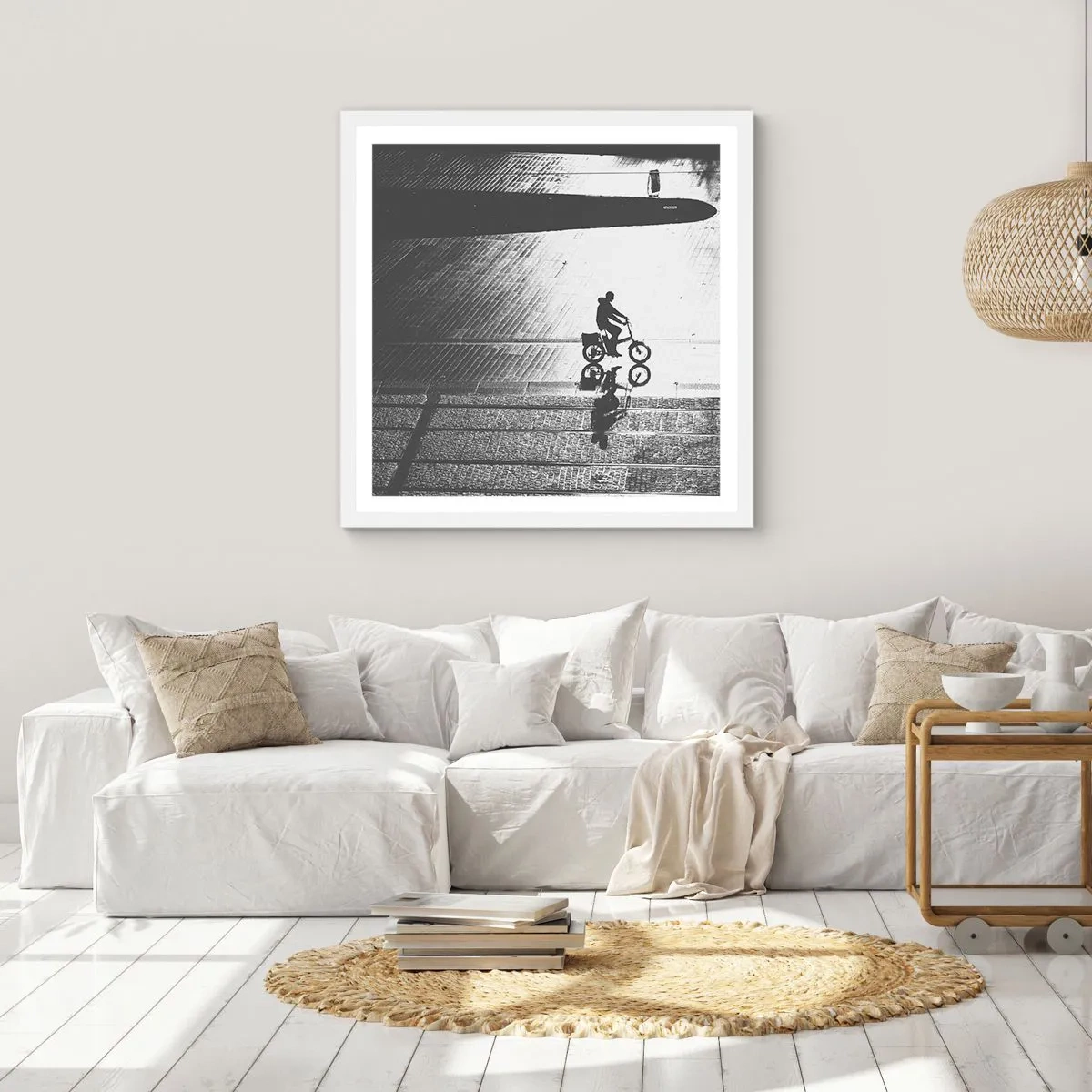 Plagát v bielom ráme - Dopredu, cez mesto - 50x50 cm