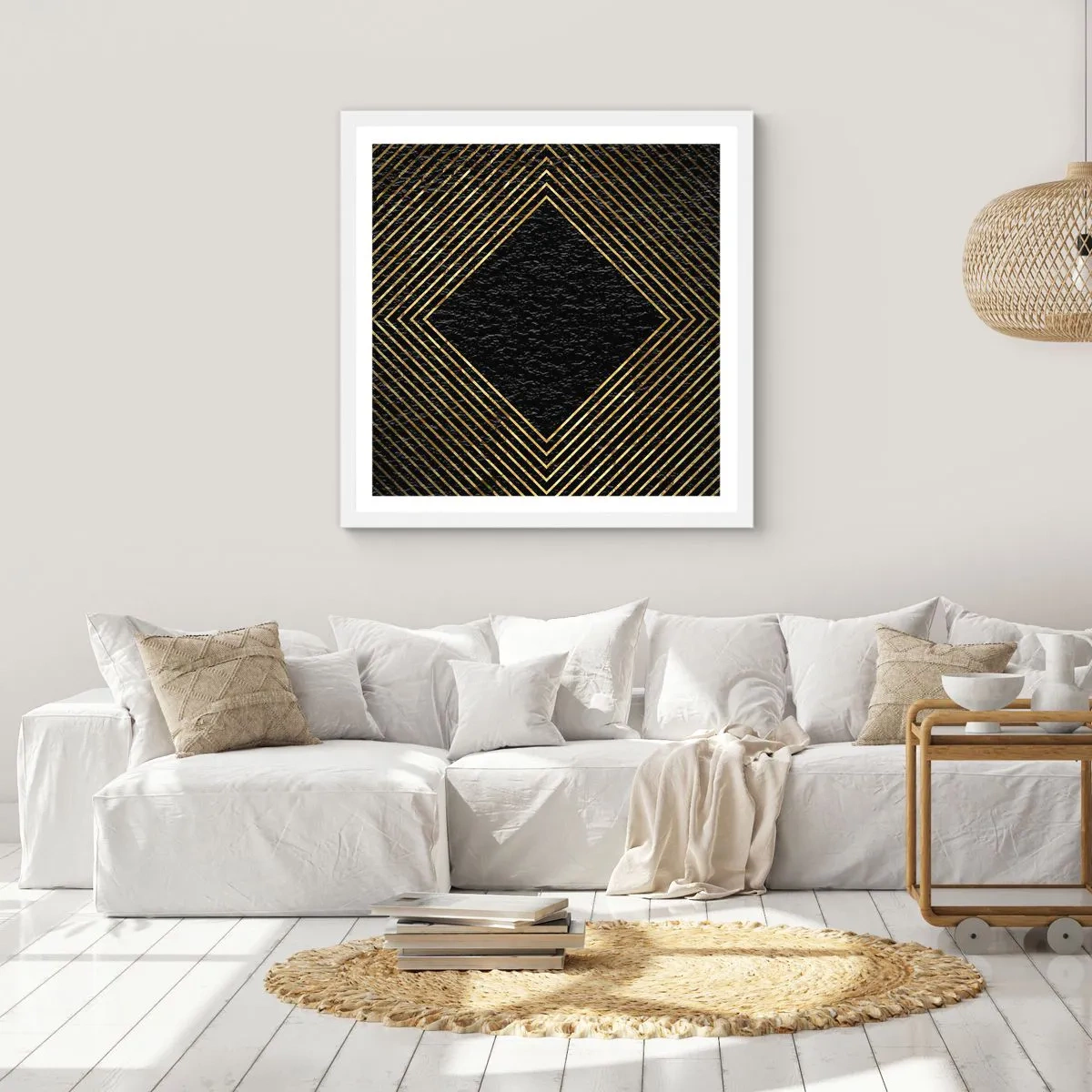 Plagát v bielom ráme - Geometria v štýle glamour - 40x40 cm