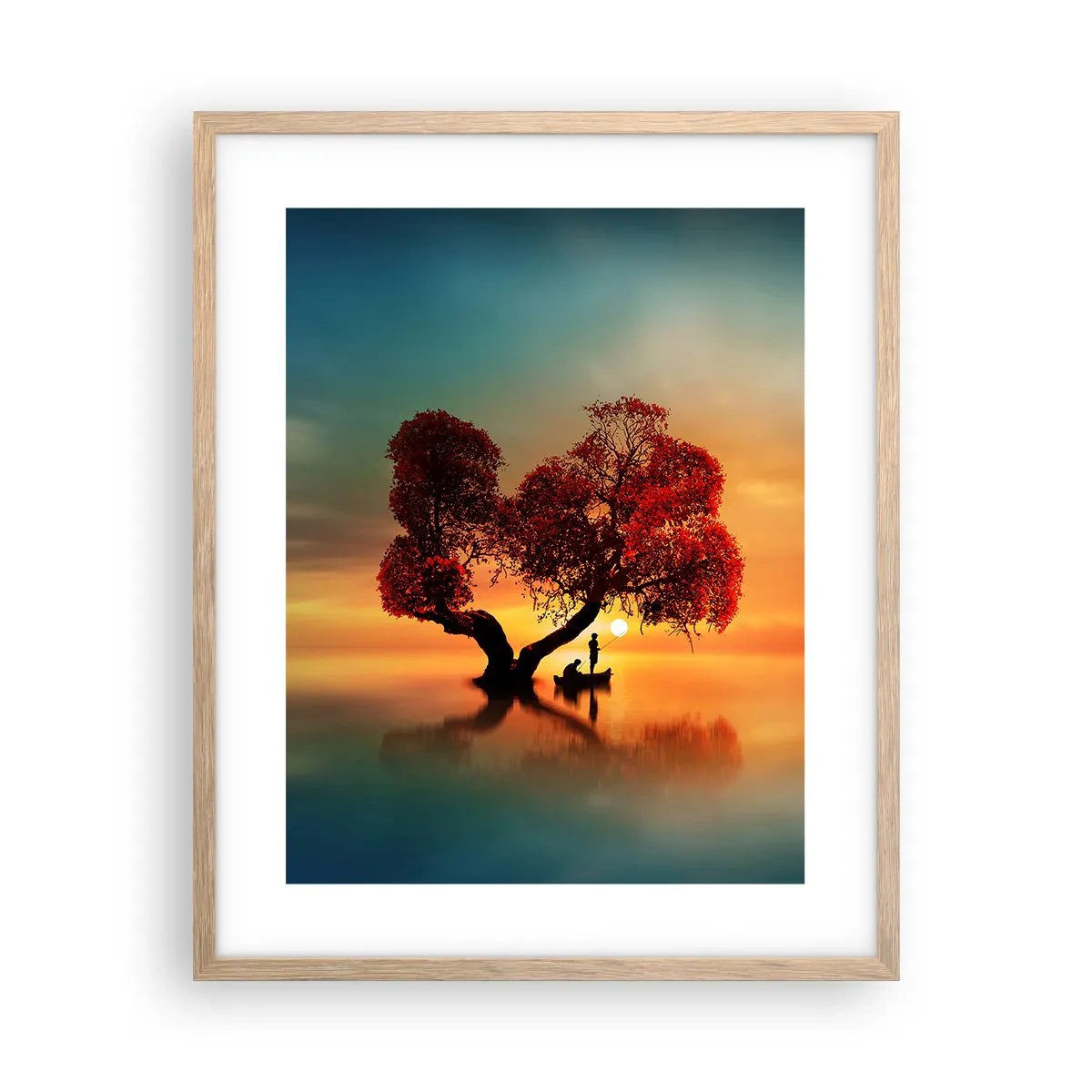 Plagát v ráme zo svetlého duba - Voda a ticho vesmíru - 40x50 cm