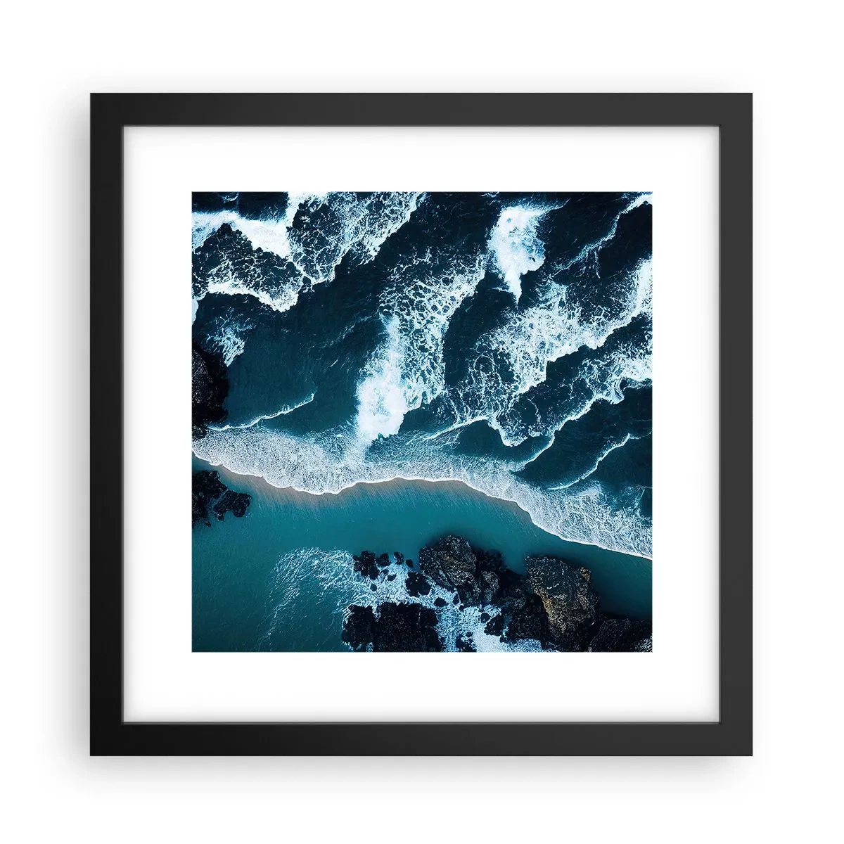 Plagát v čiernom ráme - Zahalené do vĺn - 30x30 cm