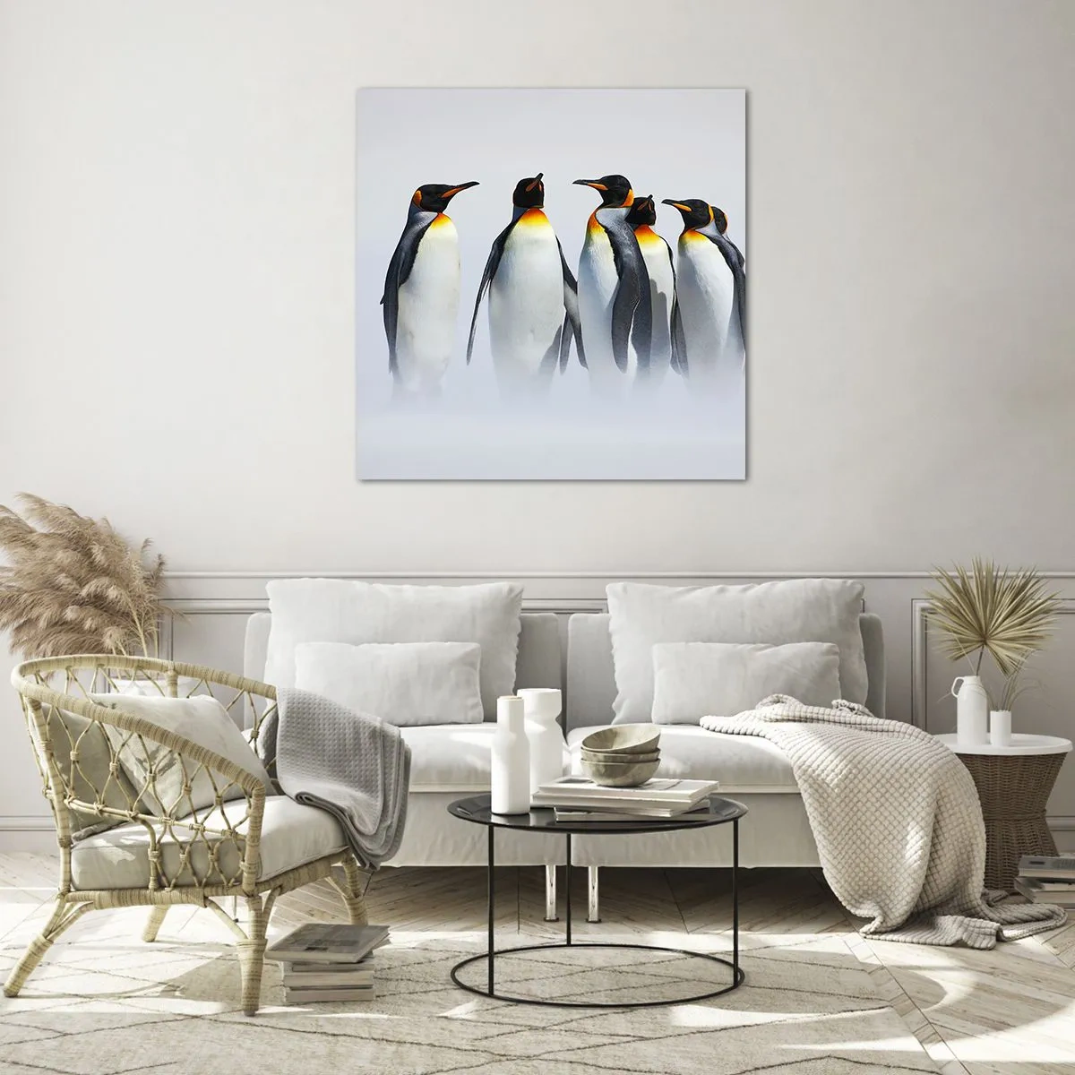 Obraz na skle - Stretnutie vo večerných róbach - 40x40 cm