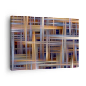 Obraz na plátne - Abstraktné geometrické vzory v pastelových farbách - 70x50cm - Utkané zo svetla - Moderná nástenná dekorácia do obývacej izby a spálne ARTTOR