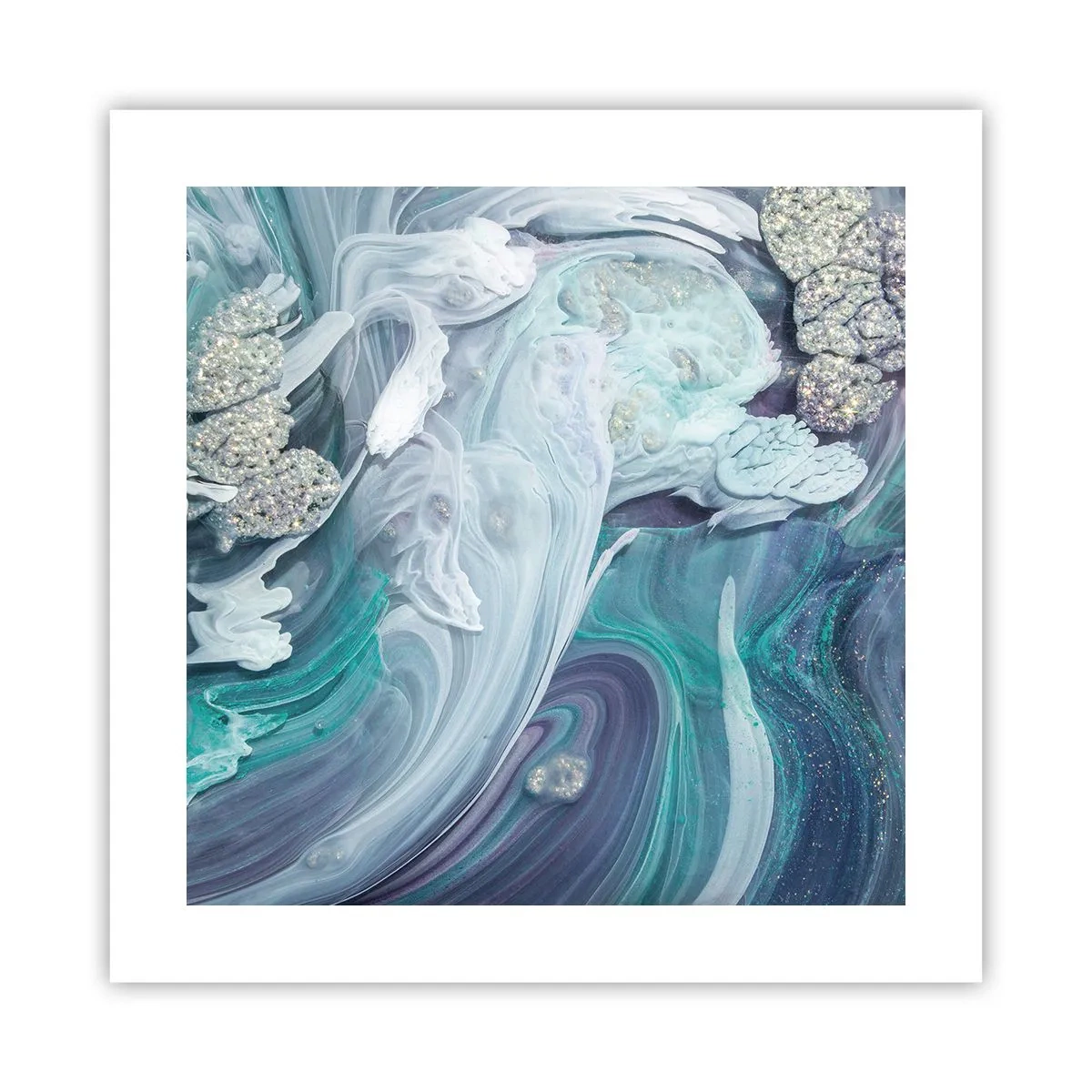 Plagát - Prúdy modrej - 40x40 cm