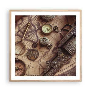 Plagát v ráme zo svetlého duba - Dobrodružstvo volá - 60x60 cm