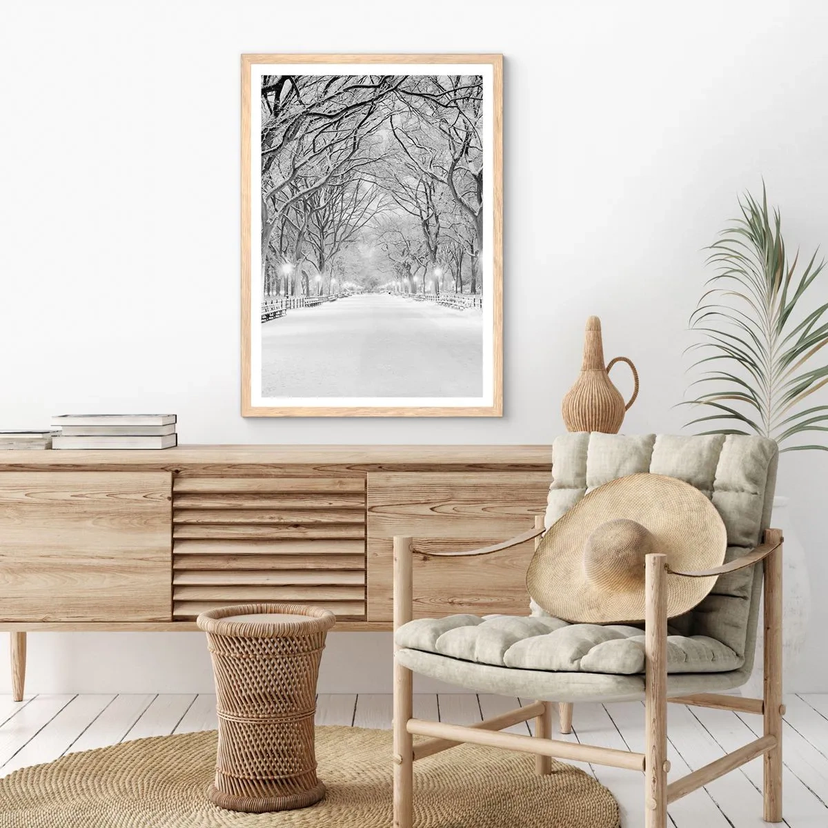 Plagát v ráme zo svetlého duba - Štyri ročné obdobia – zima - 30x40 cm