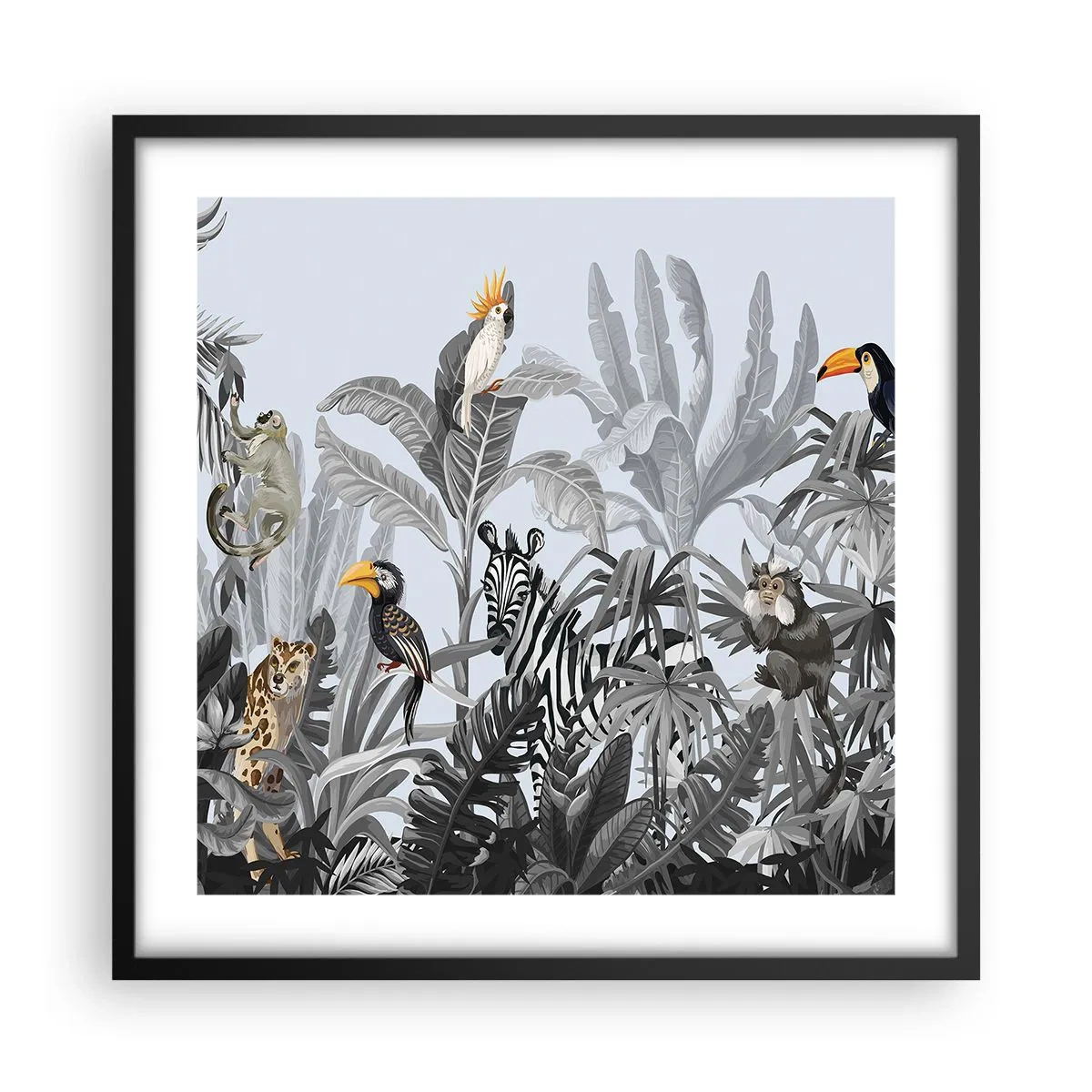 Plagát v čiernom ráme - Africká rozprávka - 50x50 cm