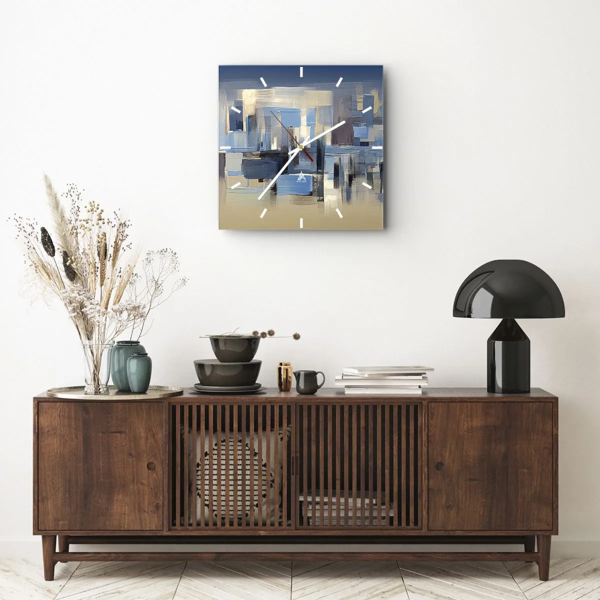 Nástenné hodiny - Modrá konštrukcia - 30x30 cm