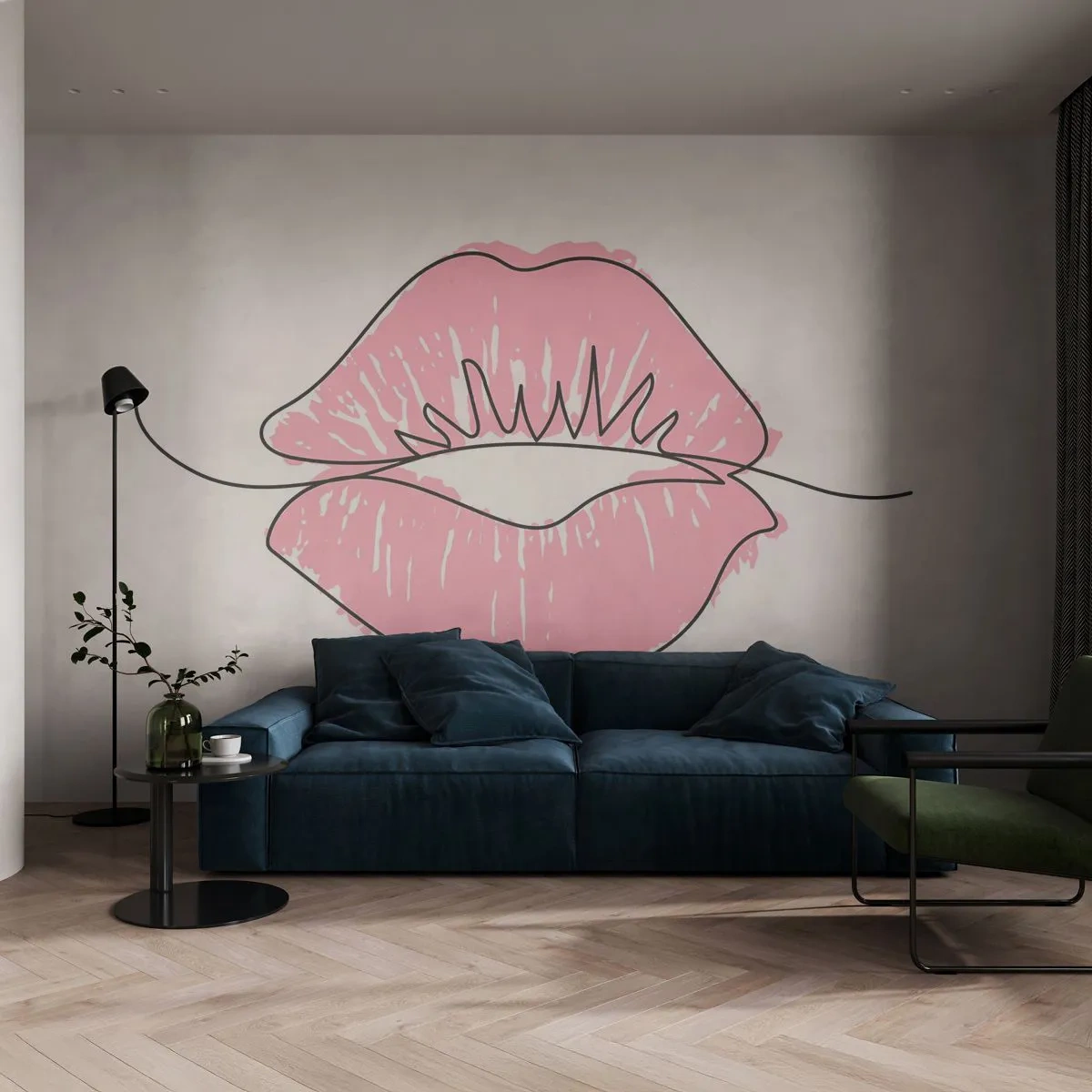 Samolepiaca Fototapeta Deluxe Sticker - Si pripravený na bozk? - Grafika, Ružové pery, Kus - 250x175 cm