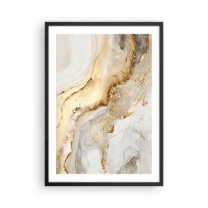 Plagát v čiernom ráme - Abstraktná kompozícia zo zlata a bieleho mramoru - 50x70cm - Abstrakcia: krása a dobro - Moderná nástenná dekorácia do obývacej izby a spálne ARTTOR