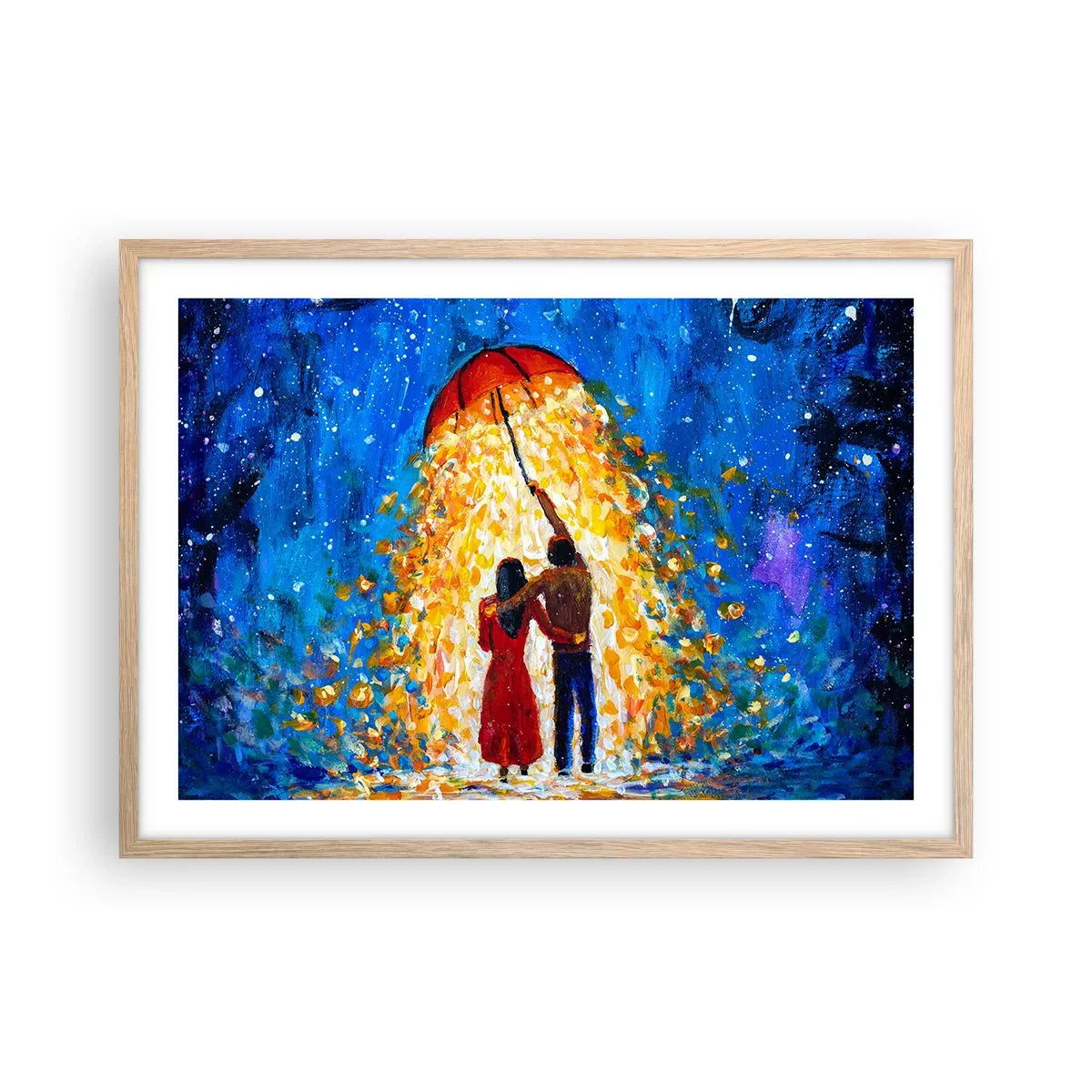 Plagát v ráme zo svetlého duba - Mágia daždivého večera? - 70x50 cm