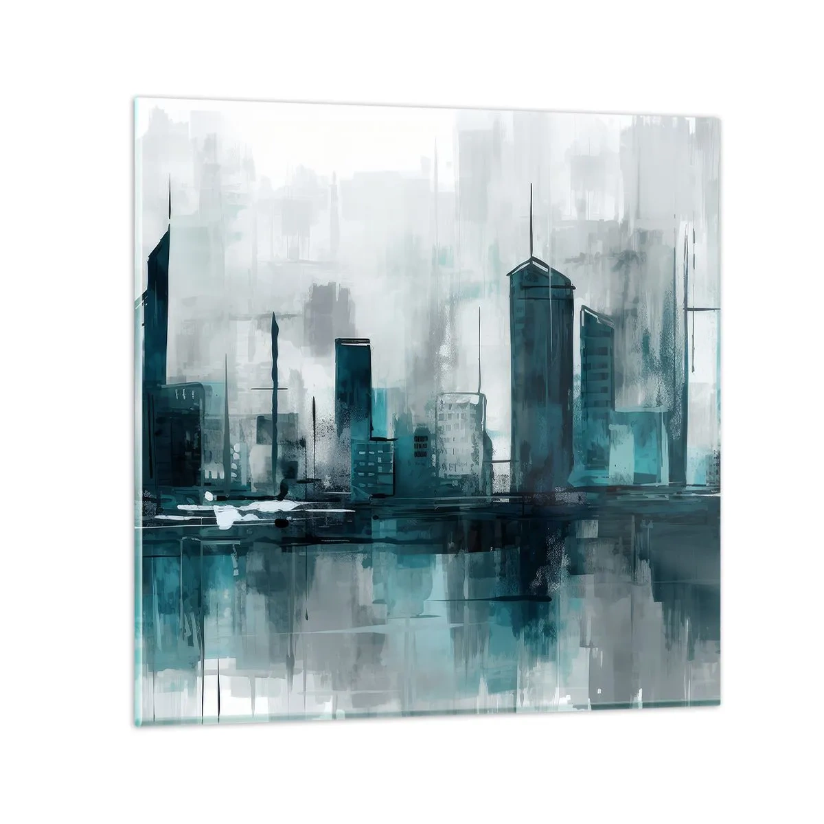 Obraz na skle - Mesto vo farbe dažďa - 30x30 cm