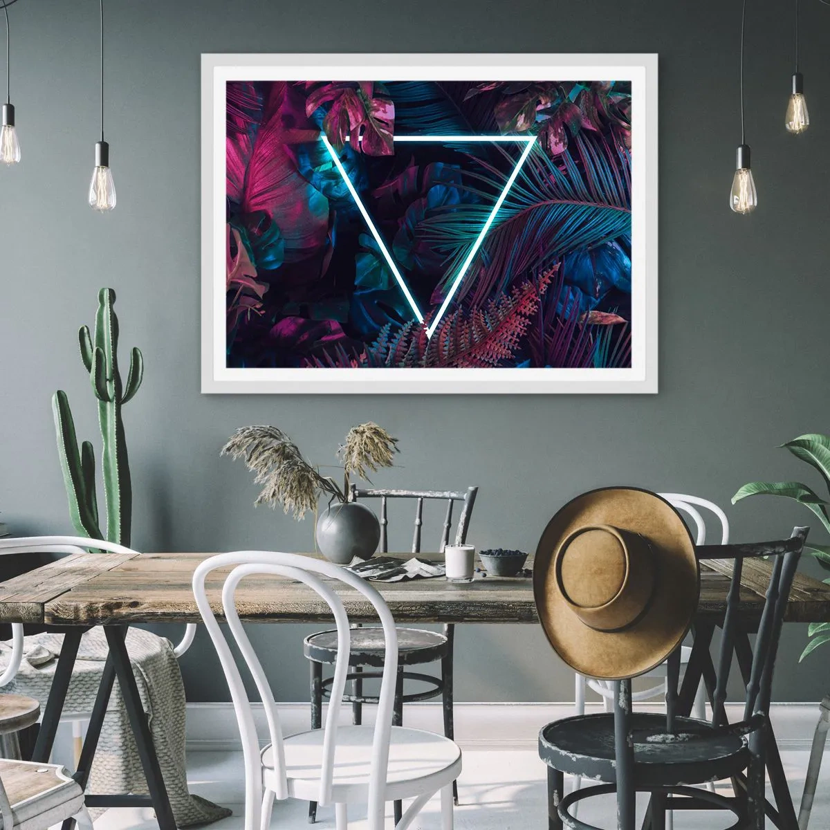 Plagát v bielom ráme - Záhrada v disco štýle - 70x50 cm