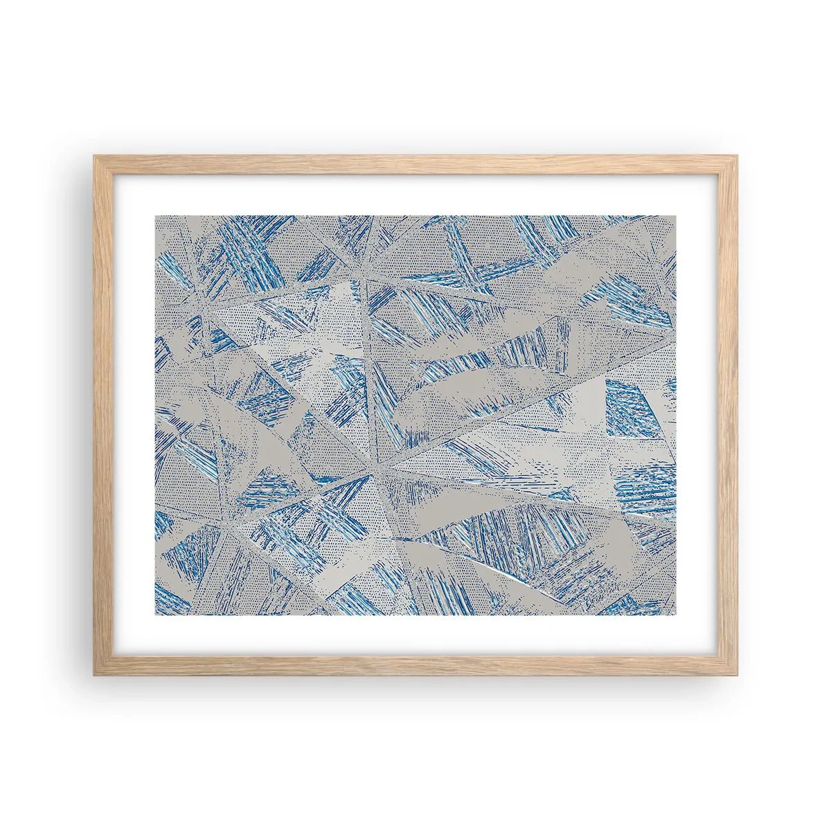 Plagát v ráme zo svetlého duba - V šedo-modrom labyrinte - 50x40 cm