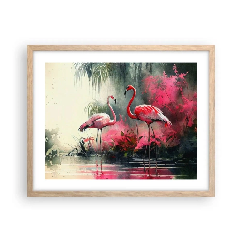 Plagát v ráme zo svetlého duba - Hodiny prírodného kúzla - 50x40 cm