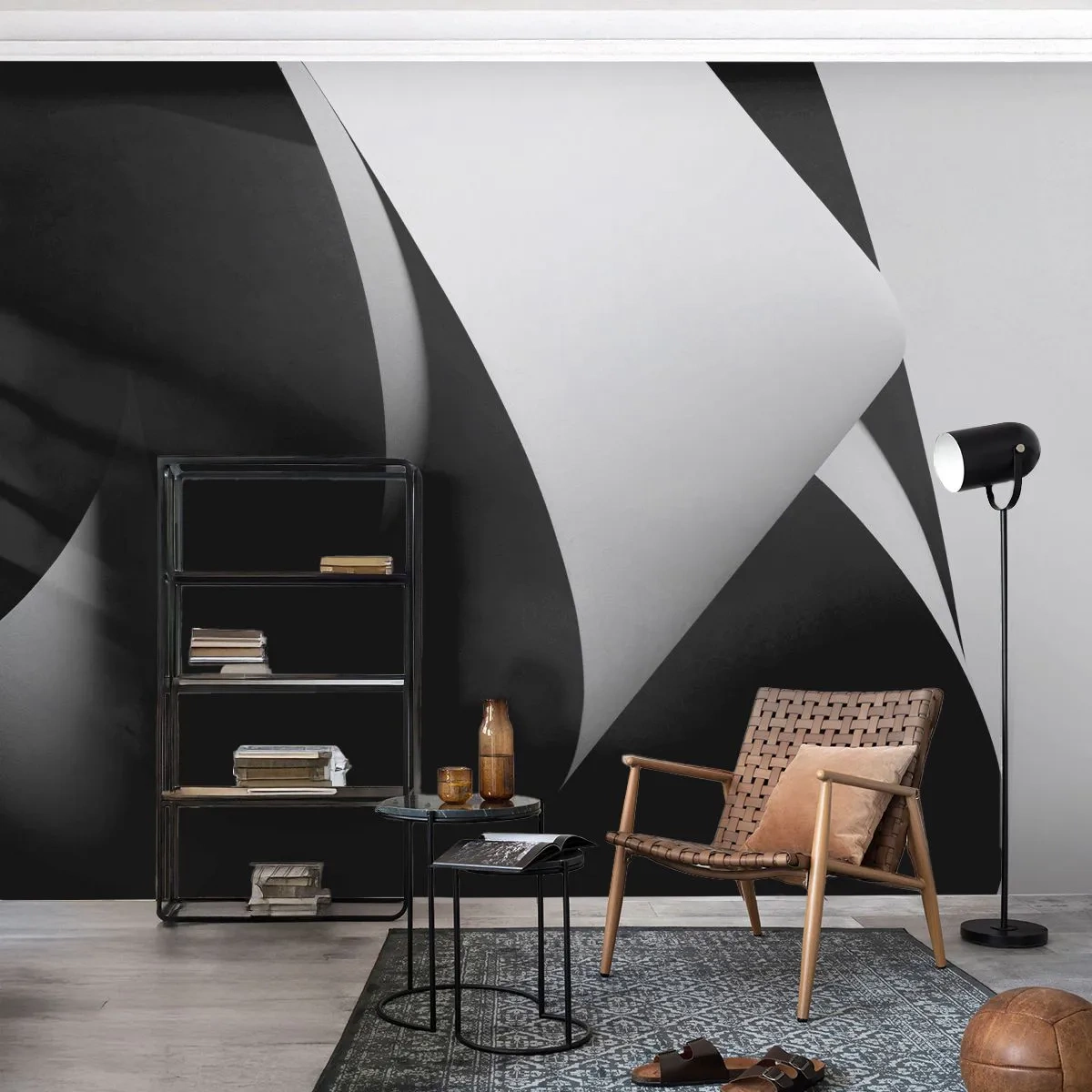 Fototapeta Premium Canvas - Svetlo z hlbín tieňa - 3D, Utlmený, Tvary - 250x175 cm